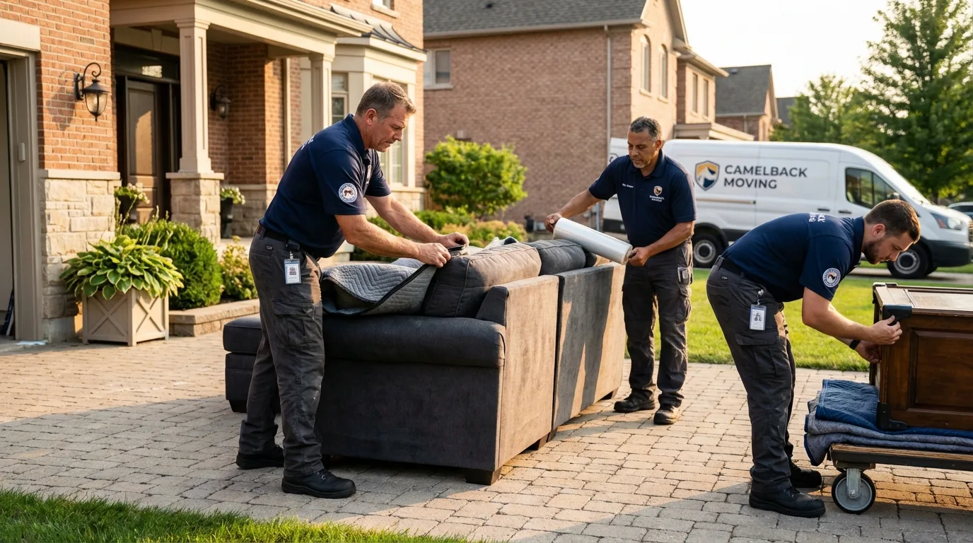 Large estate moving crew wrapping furniture in Fox River Grove, IL