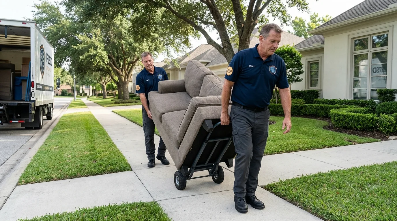 Local residential moving crew loading furniture in Fox River Grove, IL